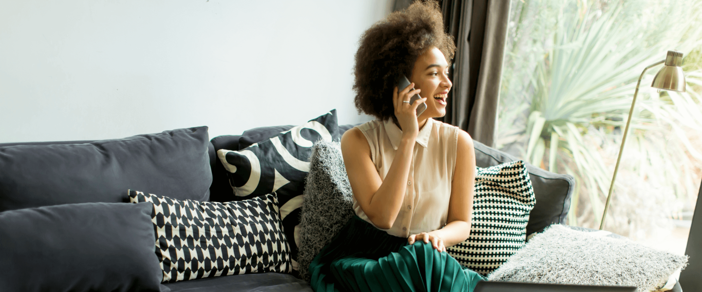 A woman on the phone.