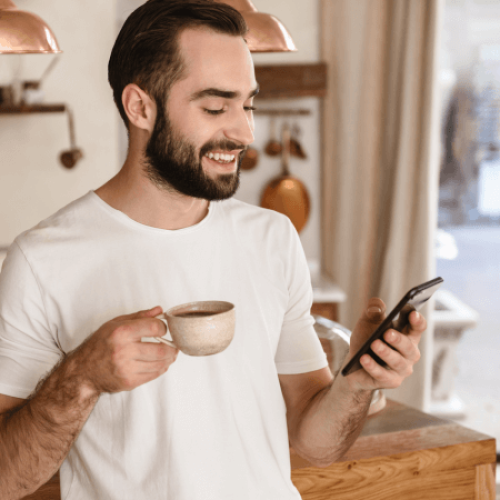 A man looking at free monitoring services.