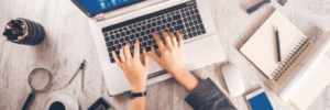 A woman researching her 800 credit score