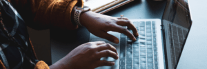 A woman on the computer