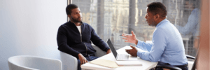 A man talking to an advisor