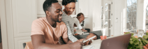 A family looking over their finances.