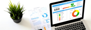 A credit report with a 680 credit score.