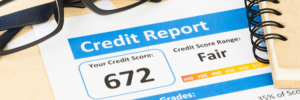 credit report with a 672 credit score.