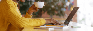 Woman researching her 598 credit score.