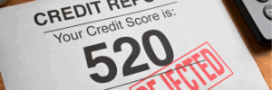 A bad credit score rejected for a leasing a car.